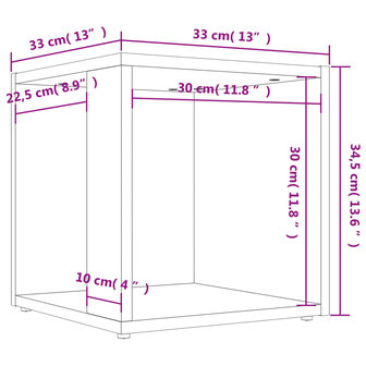 Bijzettafel 33x33x34,5 cm spaanplaat betongrijs 8720286649688 8