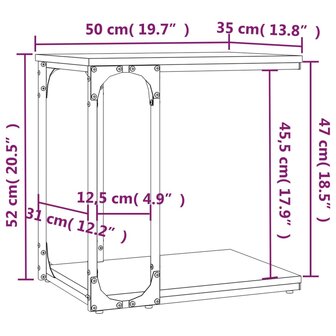 Bijzettafel 50x35x52 cm bewerkt hout grijs sonoma eikenkleur 8720845718459 8