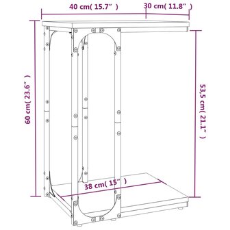 Bijzettafel 40x30x60 cm bewerkt hout gerookt eikenkleurig 8720845718497 8