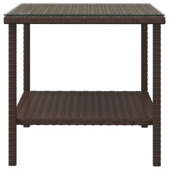 Bijzettafel 45x45x45 cm poly rattan en gehard glas bruin 8720845679040 3