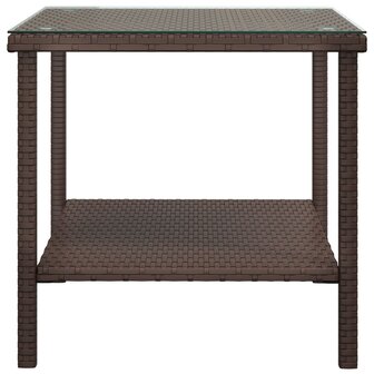 Bijzettafel 45x45x45 cm poly rattan en gehard glas bruin 8720845679040 4