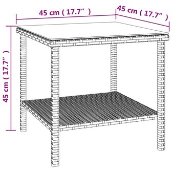 Bijzettafel 45x45x45 cm poly rattan en gehard glas bruin 8720845679040 6