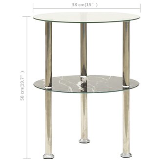 Bijzettafel 2-laags 38 cm gehard glas transparant en zwart 8720286057179 5