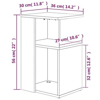 Bijzettafel 36x30x56 cm bewerkt hout gerookt eikenkleurig 8720286932513 6