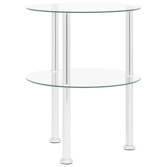 Bijzettafel 2-laags 38 cm gehard glas transparant 8720286057155 4