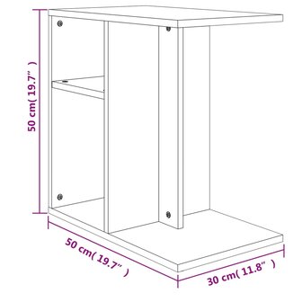 Bijzettafel 50x30x50 cm bewerkt hout betongrijs 8720286586464 9