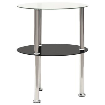 Bijzettafel 2-laags 38 cm gehard glas transparant en zwart 8720286057162 2