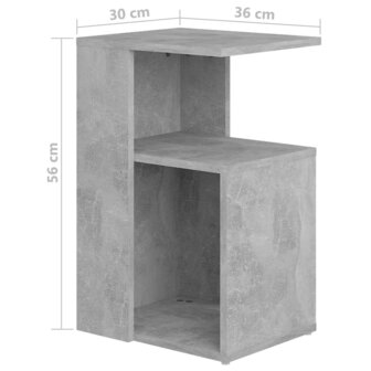 Bijzettafel 36x30x56 cm bewerkt hout betongrijs 8720286586198 6