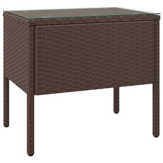 Bijzettafel 53x37x48 cm poly rattan en gehard glas bruin 8720845679064 2