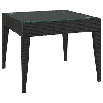 Bijzettafel 50x50x38 cm poly rattan en gehard glas zwart 8720845679071 2