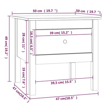 Bijzettafel 50x50x49 cm massief grenenhout honingbruin 8720286922910 10