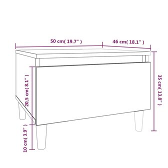 Bijzettafel 50x46x35 cm bewerkt hout hoogglans wit 8720845668495 10