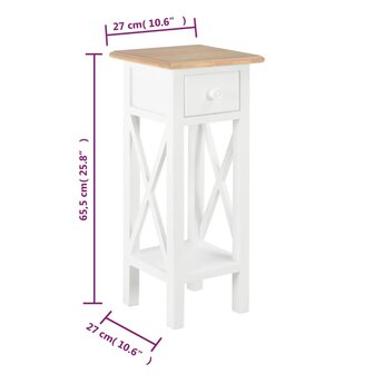 Bijzettafel 27x27x65,5 cm hout wit 8719883559056 8