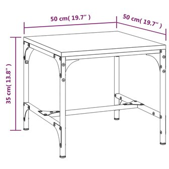 Salontafel 50x50x35 cm bewerkt hout gerookt eikenkleurig 8720287197812 8