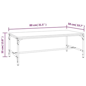 Salontafel 80x50x35 cm bewerkt hout gerookt eikenkleurig 8720287197768 8