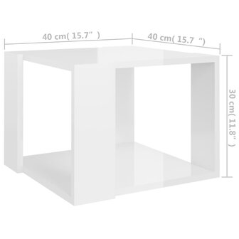 Salontafel 40x40x30 cm bewerkt hout hoogglans wit 8720286542385 5