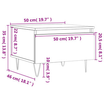 Salontafel 50x46x35 cm bewerkt hout wit 8721012111714 11