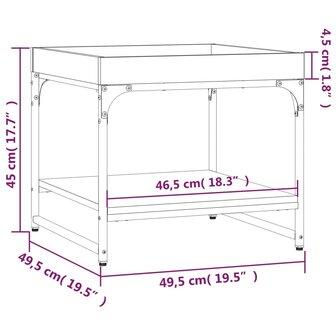 Salontafel 49,5x49,5x45 cm bewerkt hout bruin eikenkleur 8720845941116 9