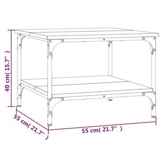 Salontafel 55x55x40 cm bewerkt hout bruin eikenkleur 8720845941314 9