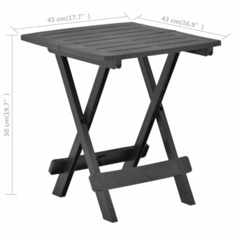 Tuintafel inklapbaar 45x43x50 cm kunststof antraciet 8719883859934 7