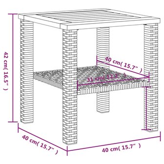 Tuintafel 40x40x42 cm poly rattan en acaciahout grijs 8721012308008 10