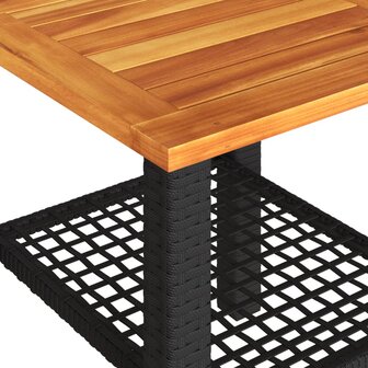 Tuintafel 40x40x42 cm poly rattan en acaciahout zwart 8721012307995 8