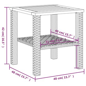 Tuintafel 40x40x42 cm poly rattan en acaciahout zwart 8721012307995 10