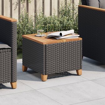 Tuintafel 45x45x37 cm poly rattan en acaciahout zwart 8721012308619 1