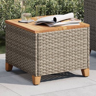 Tuintafel 45x45x37 cm poly rattan en acaciahout grijs 8721012308626 3