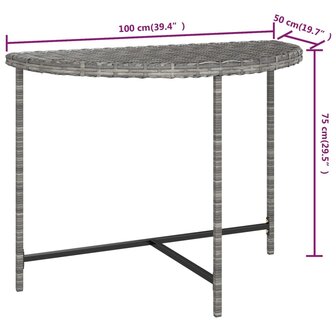 Tuintafel 100x50x75 cm poly rattan grijs 8720286638132 7