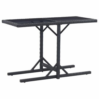 Tuintafel 110x53x72 cm glas en poly rattan zwart 8719883755380 1