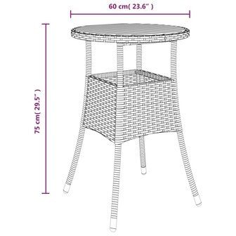 Tuintafel &Oslash;60x75 cm acaciahout en poly rattan zwart 8720286089798 6