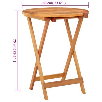 Tuintafel inklapbaar &Oslash;60x75 cm massief eucalyptushout 8720286334874 5