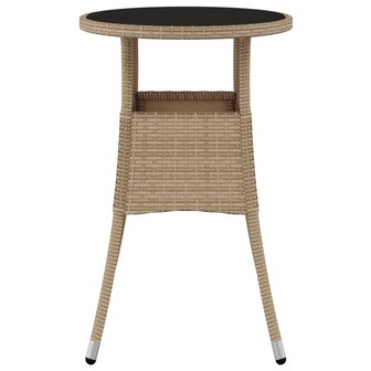 Tuintafel &Oslash;60x75 cm gehard glas en poly rattan beige 8720286089781 3