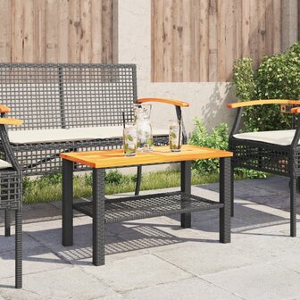 Tuintafel 70x38x42 cm poly rattan en acaciahout zwart 8721012308060 3