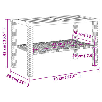 Tuintafel 70x38x42 cm poly rattan en acaciahout zwart 8721012308060 8