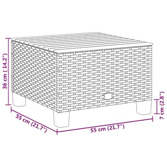 Tuintafel 55x55x36 cm poly rattan en acaciahout grijs 8721012311510 8