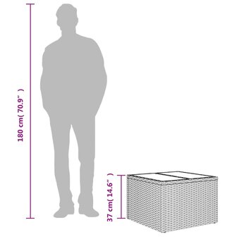 Tuintafel met glazen blad 55x55x37 cm poly rattan zwart 8721012333543 10