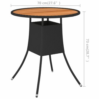 Tuintafel &Oslash;70 cm poly rattan en massief acaciahout zwart 8720286087565 5