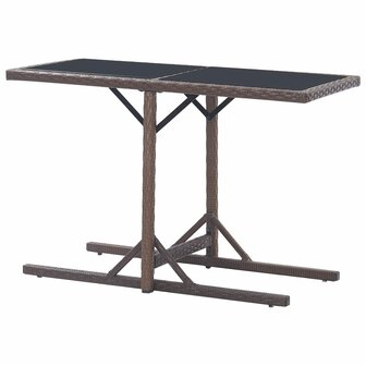 Tuintafel 110x53x72 cm glas en poly rattan bruin 8719883755397 4