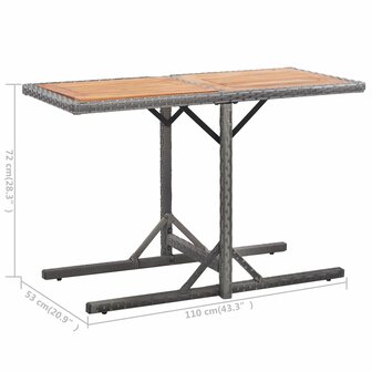 Tuintafel poly rattan en massief acaciahout antraciet 8719883755434 5