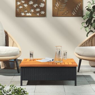 Tuintafel 70x70x25 cm poly rattan en acaciahout zwart 8721102642487 3