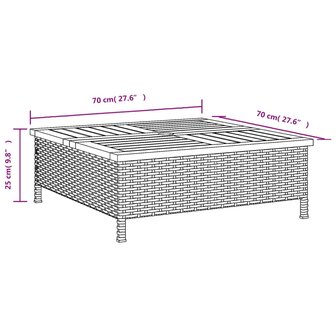 Tuintafel 70x70x25 cm poly rattan en acaciahout zwart 8721102642487 10