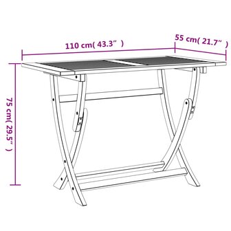 Tuintafel inklapbaar 110x55x75 cm massief acaciahout 8721012448353 9