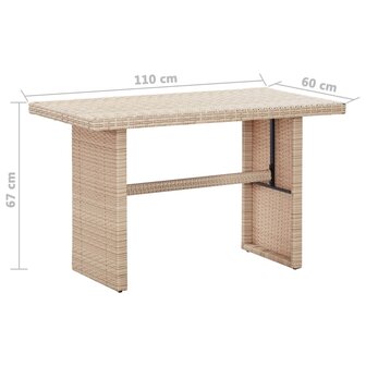 Tuintafel 110x60x67 cm poly rattan beige 8719883755304 6