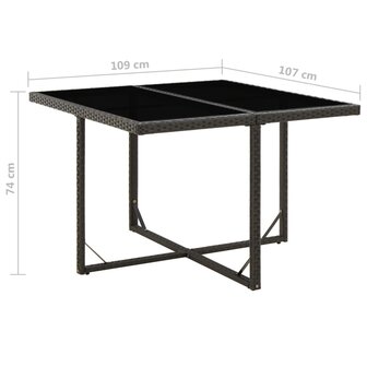 Tuintafel 109x107x74 cm poly rattan en glas zwart 8720286666845 5