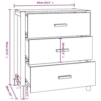 Dressoir 62x38x70 cm bewerkt hout wit 8720287102953 8