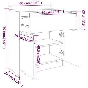 Dressoir 60x30x70 cm bewerkt hout gerookt eikenkleurig 8720286967898 8