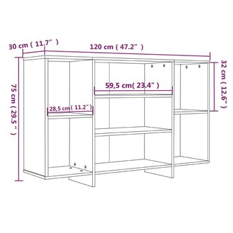 Dressoir 120x30x75 cm spaanplaat sonoma eikenkleurig 8720286835111 7