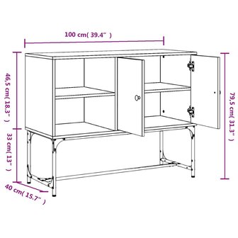 Dressoir 100x40x79,5 cm bewerkt hout sonoma eikenkleurig 8720845774363 12